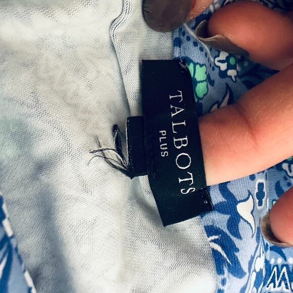 Talbots Effortless Jersey Medallion Nylon Popover Shirt Dress Blue Plus Size 3X - Picture 6 of 9